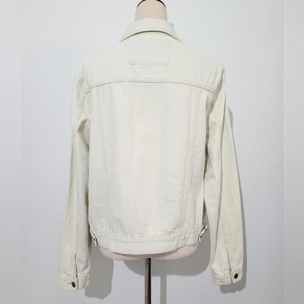 Forever 21+ Acid Wash Denim Jacket Women Plus Size 0X White 100% Cotton Trucker - Picture 5 of 12
